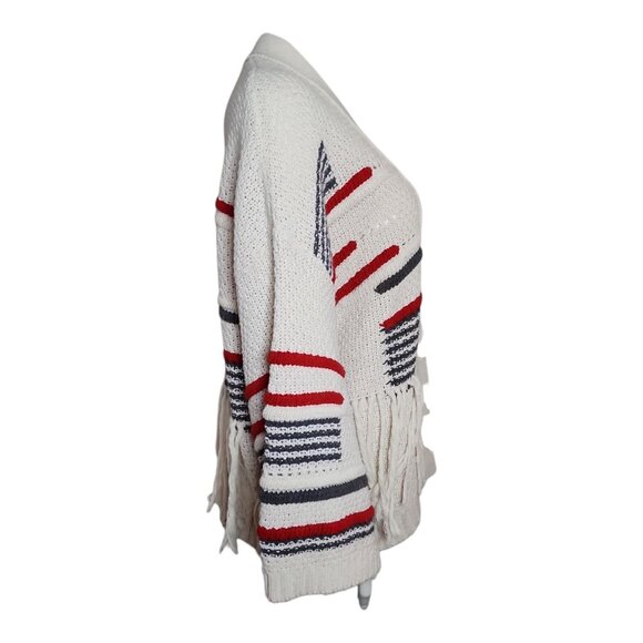 ee:some Cardigan Sweater Womens Size M/L Red White Blue Fringe USA Boho Patriot - Picture 4 of 6